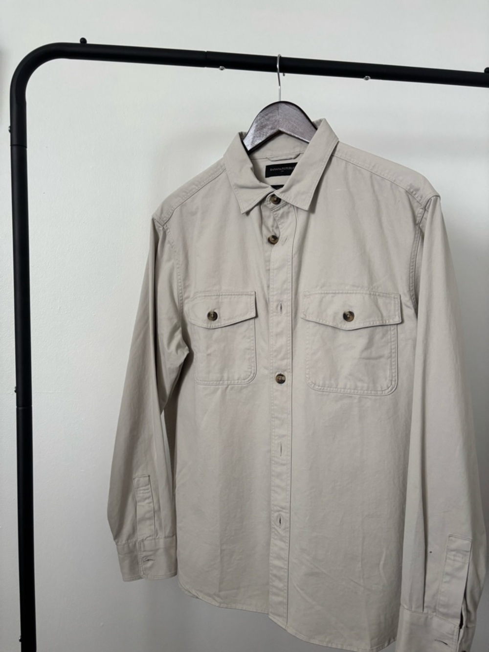 Banana Republic Men's Beige Button-Up Utility Shirt Jacket